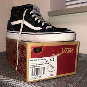 High top suede Vans.
